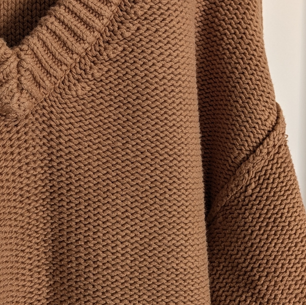 Free People Alli V-neck Chunky Oversized Sweater - Camel sz XS - Picture 6 of 7